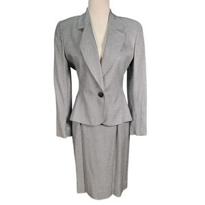 Vintage Christian Dior Petites Blazer Skirt Suit Houndstooth Size 12 Excellent